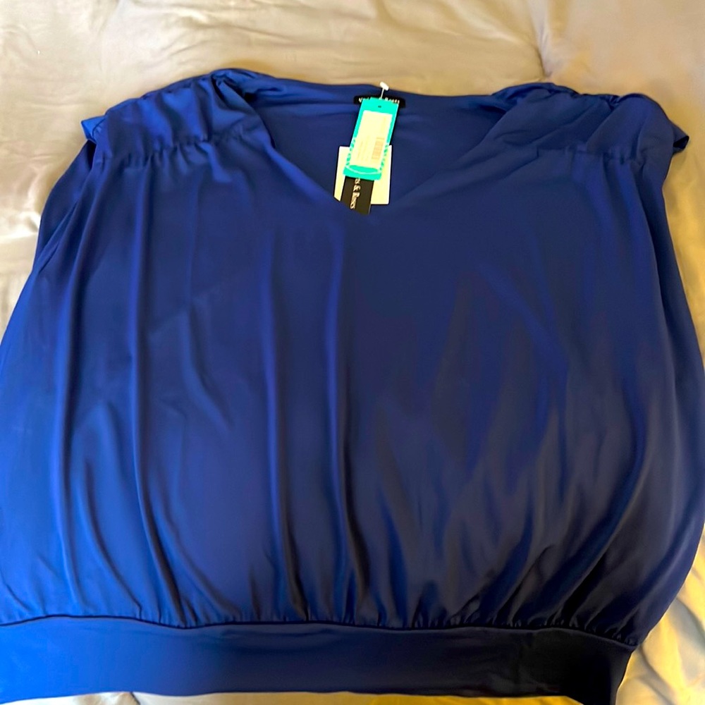 Violets & Roses Royal Blue Blouse / Short Sleeve